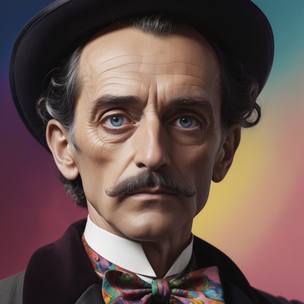a close up photograph of a cool and confident victorian gentleman with a mustache,  inspired by Salvador Dalí,  surrealism...