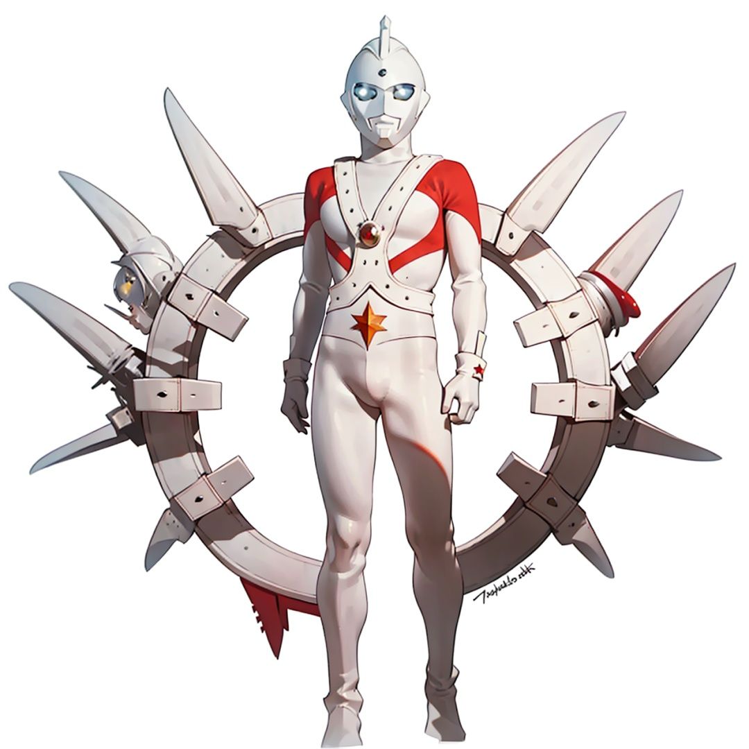 (masterpiece:1.3), (the best quality:1.2), (super fine illustrations:1.2), (Masterpiece), high quality, high detail,((white background:1.2)), looking at viewer, (SOLO:1.4),outline,,simple background,figure, jewelry,armor,latex,leather suit,helmet,white footwear,white tight-fitting,red pattern on body,bodysuit,gem,plugsuit,mask,cover,logo,boots,gloves,legwear,white gloves,white bodysuit,star \(symbol\)
