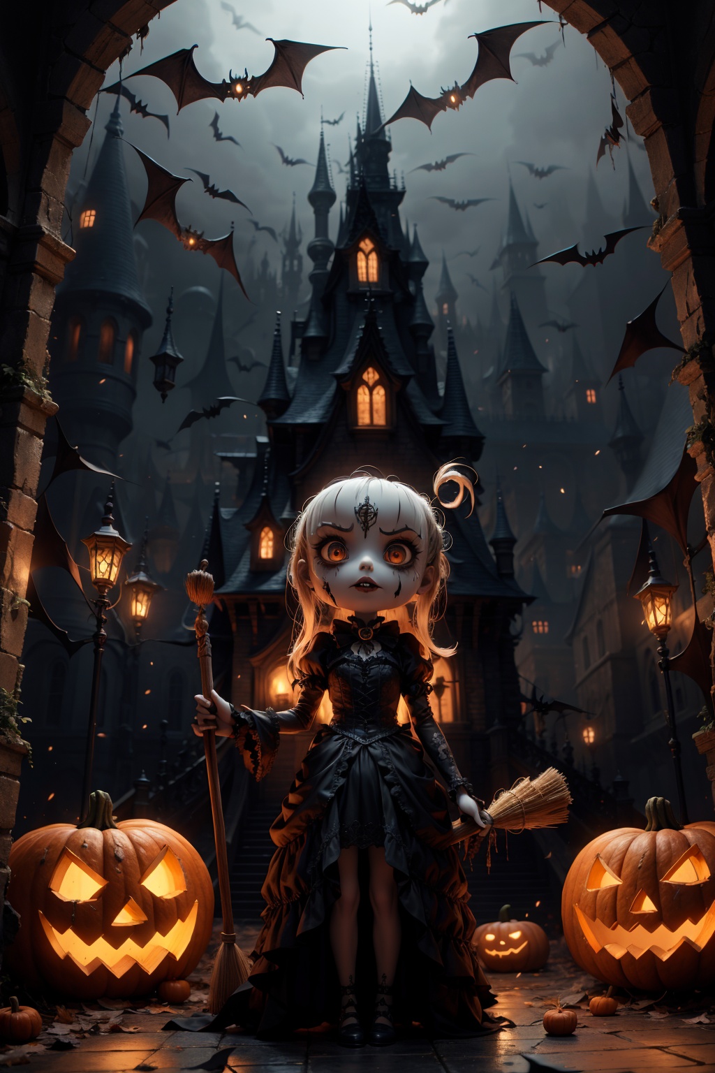 1girl,  gothic style,  holloween party on Tensor.Art