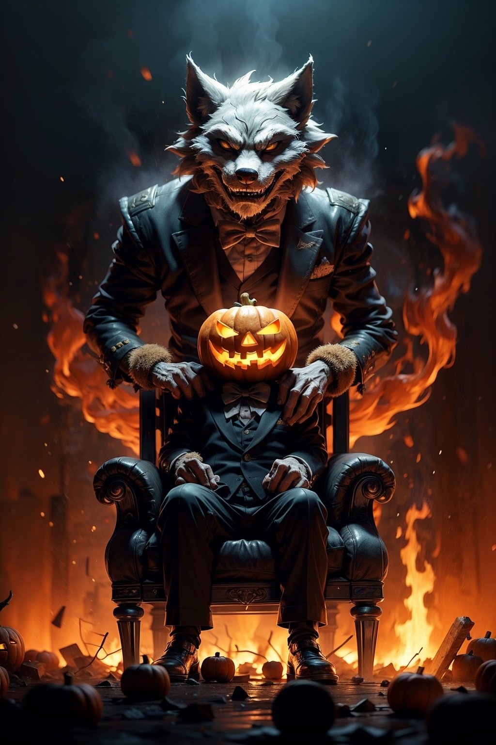 Jack-o '-lantern,  dramatic lighting,  darkness on Tensor.Art