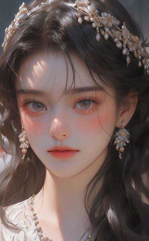 (Looking at the audience :1.2) (Masterpiece,Award-winning work,Realistic :1.3),(Complex background :1.2),Girl Portrait,(Face :1.2),side light,(Beautiful eyes with high detail:1.2),Masterpiece,Standing model Pose,elegance,Fine skin,Fine fabric texture,beautiful face,best quality,attractive figure,ultra-high resolution,Glossy skin,hair accessories,earrings,necklaces,jewelry,nobility,ray tracing,cinema lighting,master photography,realistic,artwork,perfect,(Air Fringe 1.2) <lora:Chuan_style:1.5>,