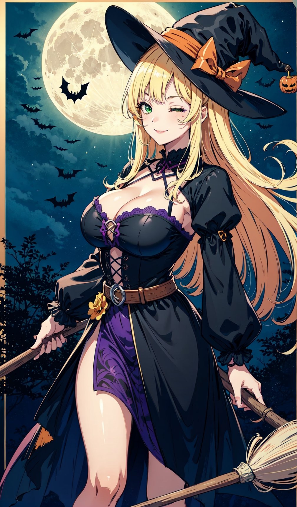 better witch,  large breasts,  witch on Tensor.Art