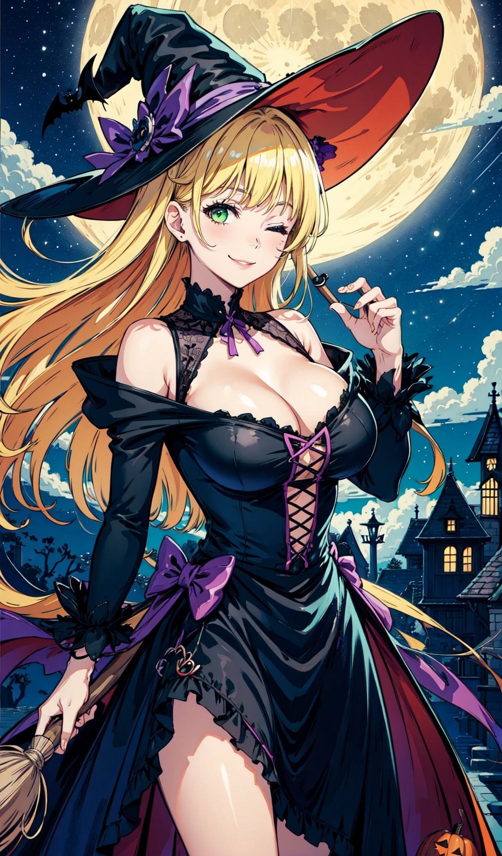 better witch,  large breasts,  witch on Tensor.Art