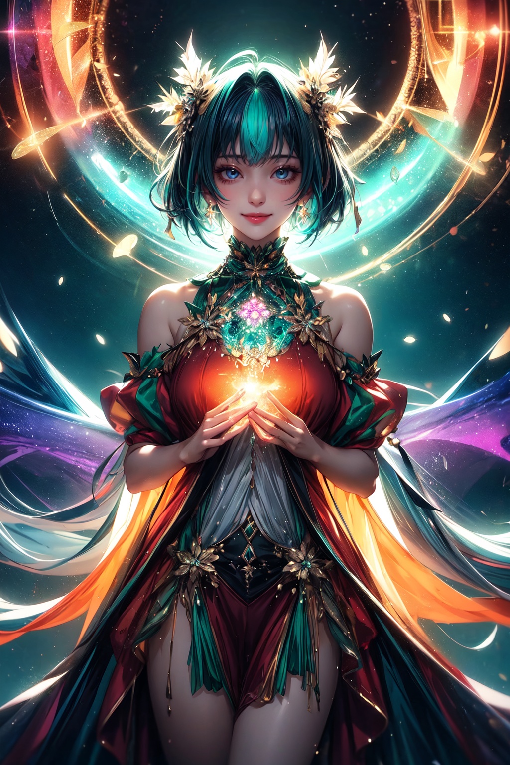 santa costume,  solo,  a dreamscape aesthetic in Tangerine theme atmosphere on Tensor.Art