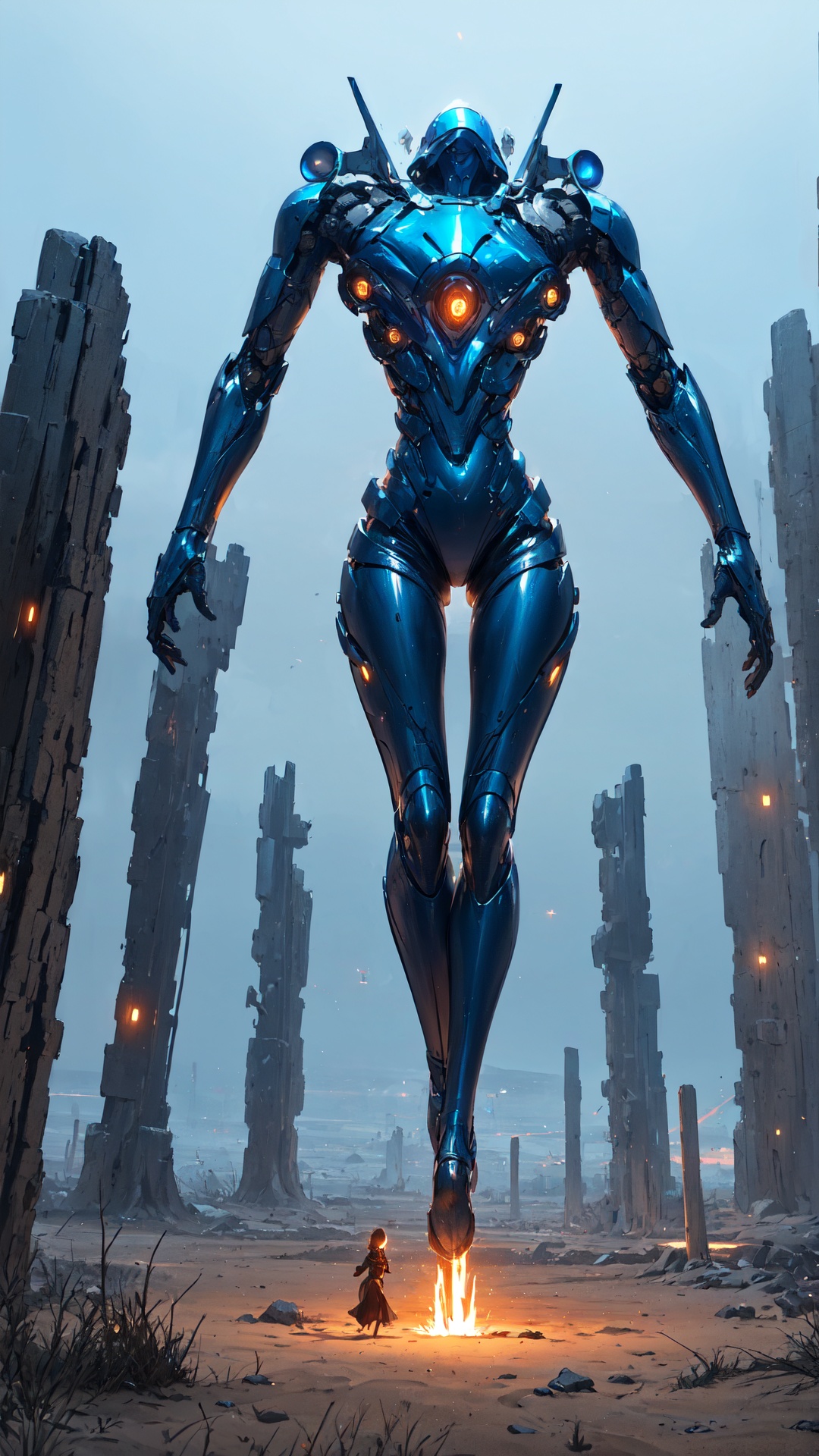 Amidst this breathtaking landscape,  characters from the movie "Dune" gradually transform into mysterious humanoids. Their...