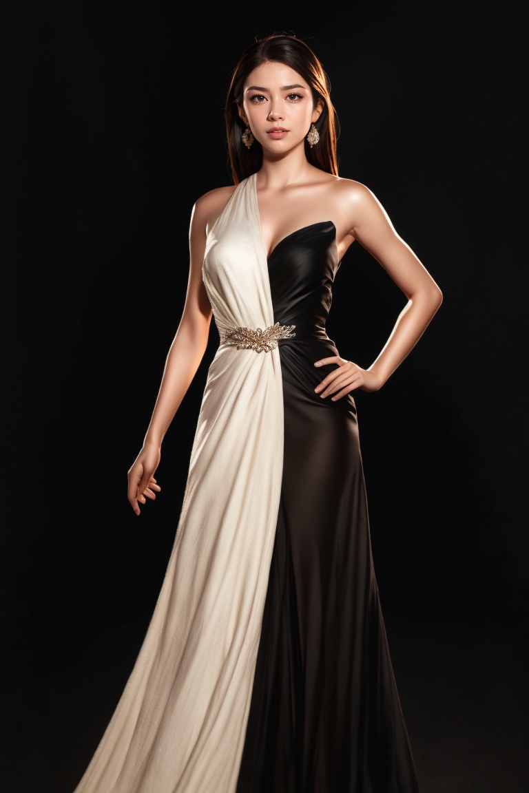 (solid black background),  sturdy and beautiful lady,  D&D on Tensor.Art