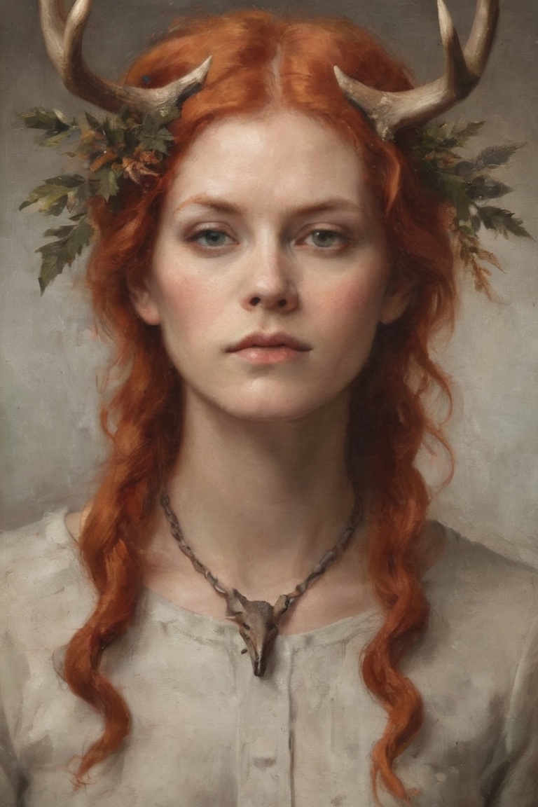 Copper hair portrait with antlers by Louis Lang on Tensor.Art