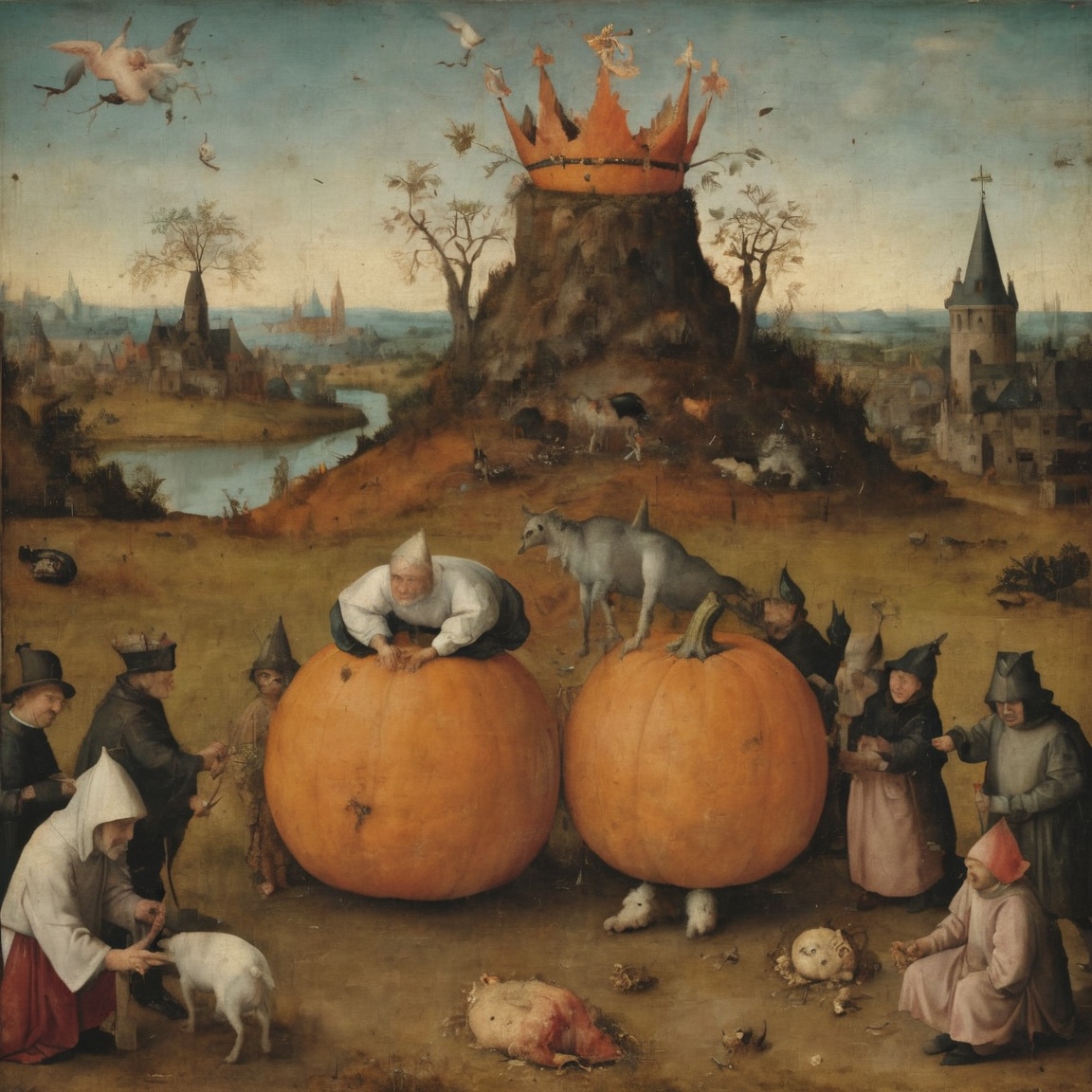 Pumpkin with a crown by Hieronymus Bosch on Tensor.Art
