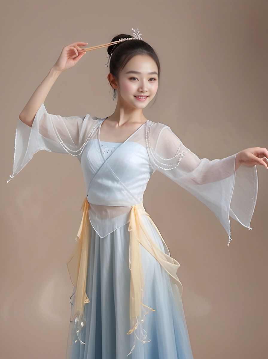  best quality,highly detailed,dancing ,
dancedress, smile ,full body,headwear, see_through, Palace , indoor,Chinese architecture, dancedress