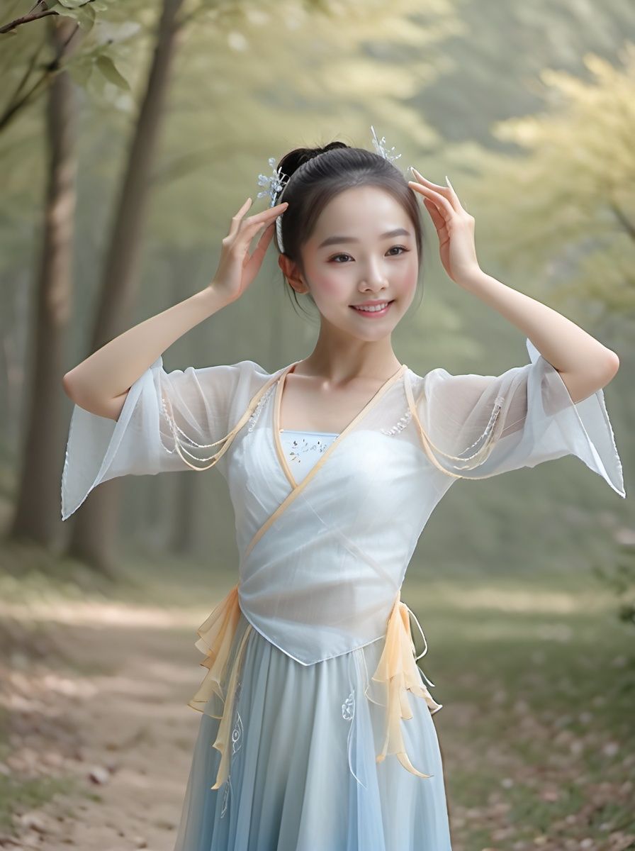 best quality,highly detailed,dancing ,
dancedress, smile ,full body,headwear, see_through, Palace , indoor,Chinese architecture, dancedress