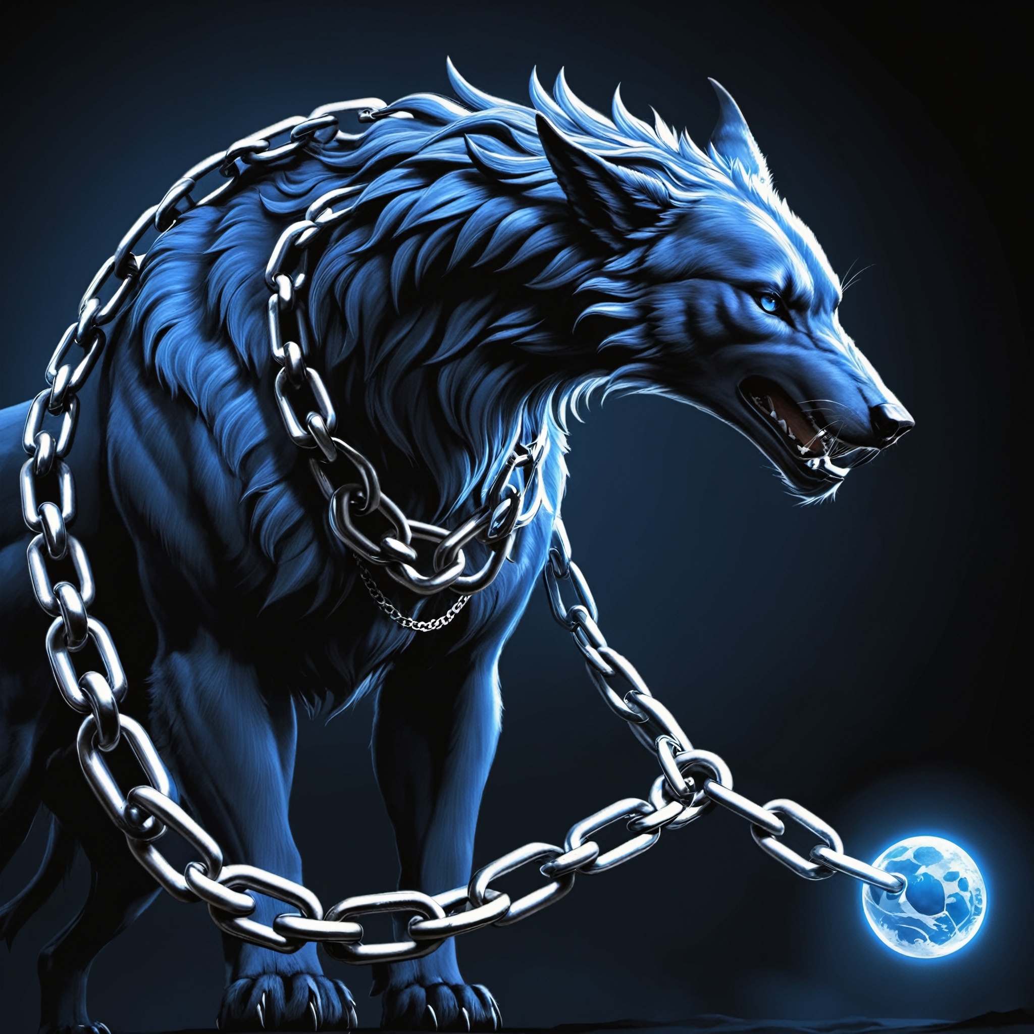 Epic Drawing of the Gleipnir chain with Fenrir on Tensor.Art