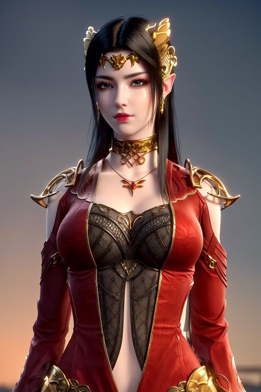  (8k, RAW photo, masterpiece:1.2),solo,(super realistic, photo-realistic:1.3), ultra-detailed, extremely detailed cg 8k wallpaper,hatching (texture),skin gloss,light persona,(crystalstexture skin:1.2), (extremely delicate and beautiful),1girl,bare shoulders,halterneck, chinese clothes, black_dress,,looking_at_viewer,( pov:1.2),arms behind back,(full shot), (breasts,medium_breasts),looking_at_viewer ,yf-hd, mds-hd