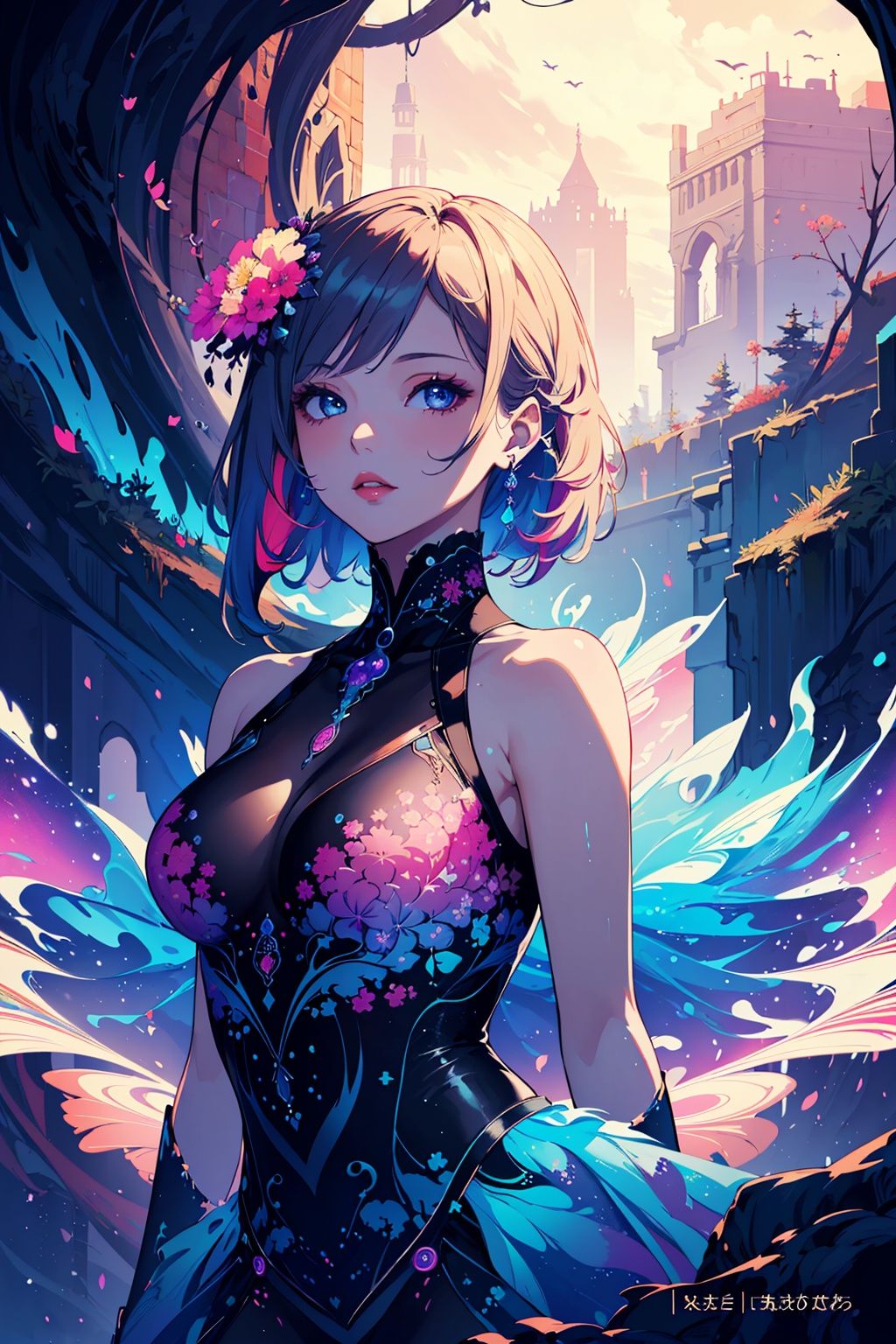  (masterpiece, top quality, best quality, official art, beautiful and aesthetic:1.2), (1girl), extreme detailed,(fractal art:1.3),colorful,highest detailed,Dreamy Atmosphere,Bright color,Complete clothes.