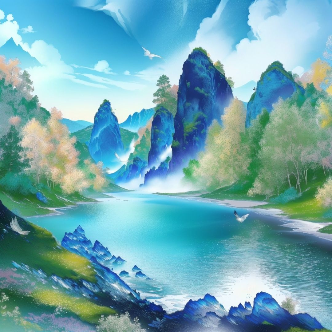 (8k, RAW photo, best quality, masterpiece:1.2),(super realistic, photo-realistic:1.3), ultra-detailed, extremely detailed cg 8k wallpaper,hatching (texture),skin gloss,light persona,(crystalstexture skin:1.2), (extremely delicate and beautiful), gf-hd,scenery, (((no humans:1.7))), outdoors, nature, tree, sky, forest, mountain, landscape, bird,  <lora:1017gf-000016:0.8>