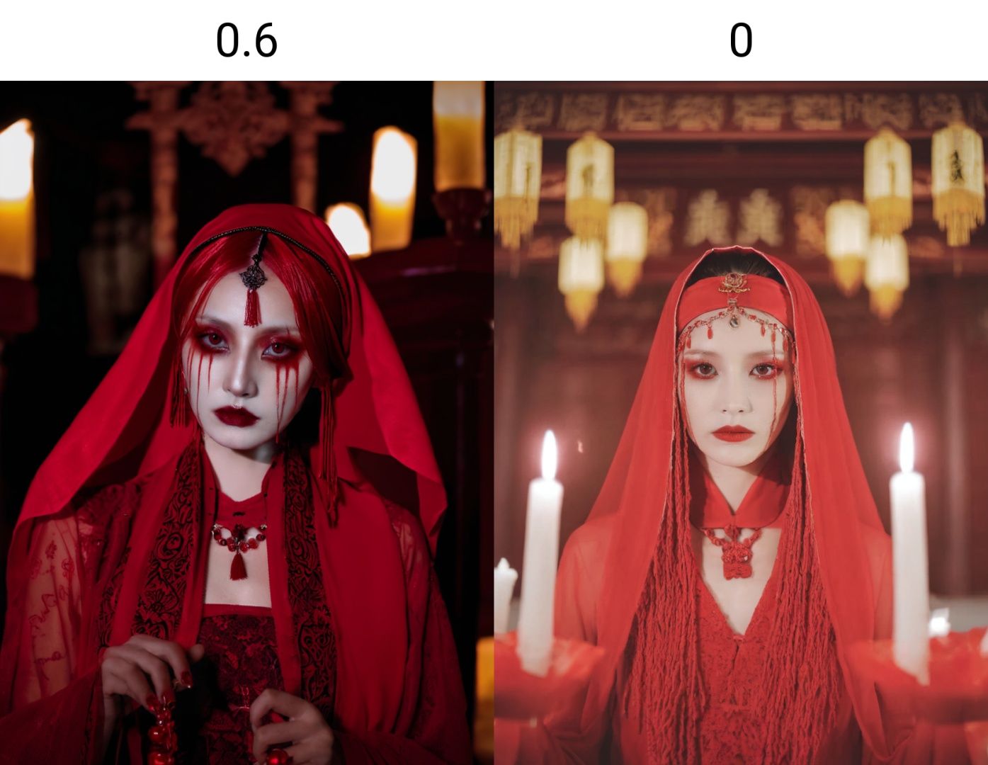 <lora:neg4all_bdsqlsz_xl_V7:1>,<lora:shou-xl:0.5>,<lora:DetailedEyes_xl_V2:1>,SDS_Hallowmas,ceremony,wedding photo,gothic lighting,dark eerie photo,araffe dressed in a red dress and a red head scarf,inspired by zhao zhiqian,instagram contest winner,eerie highly detailed,watery red eyes,inside her temple,stigmata,<lora:SDS_Hallowmas_XL:0.6>,