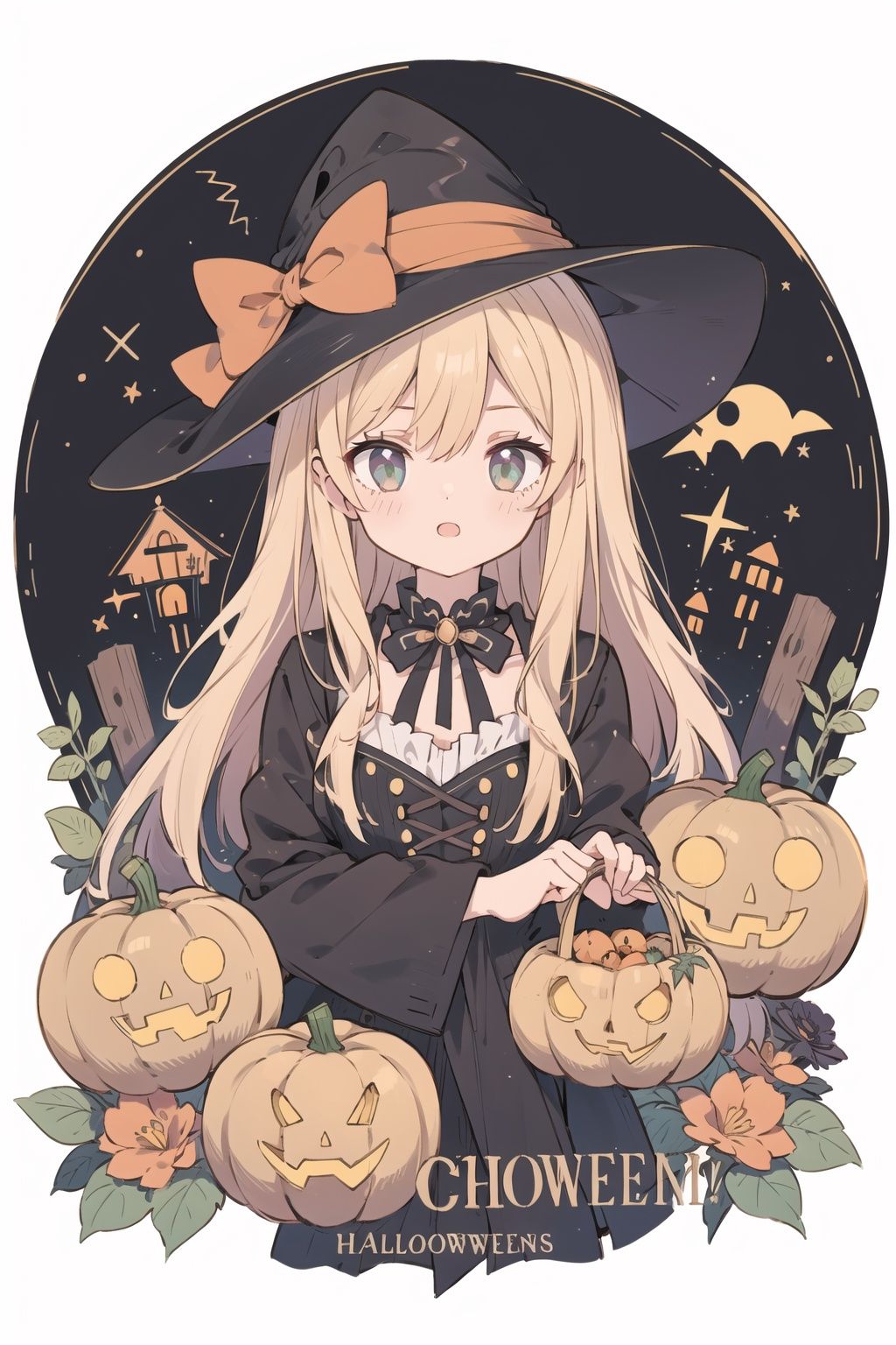 halloween, 1girl, HalloweenPumpkinDecor, upper_body, <lora:EMS-63890-EMS:1.000000>