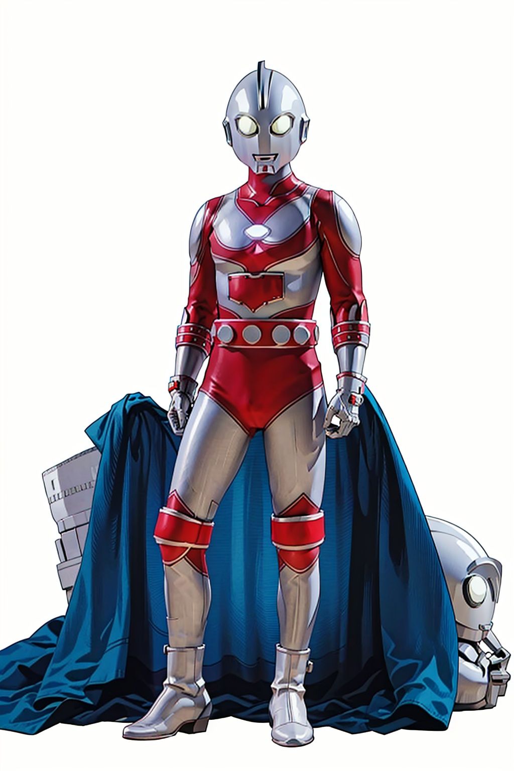 mecha,belt,white bodysuit,white gloves,legwear,gloves,boots,logo,cover,mask,plugsuit,gem,bodysuit,red pattern on body,white tight-fitting,white footwear,helmet,leather suit,ultraman,latex,(masterpiece:1.3), (the best quality:1.2), (super fine illustrations:1.2), (Masterpiece), high quality, high detail, ((white background:1.2)), looking at viewer, (SOLO:1.4), outline, , simple background