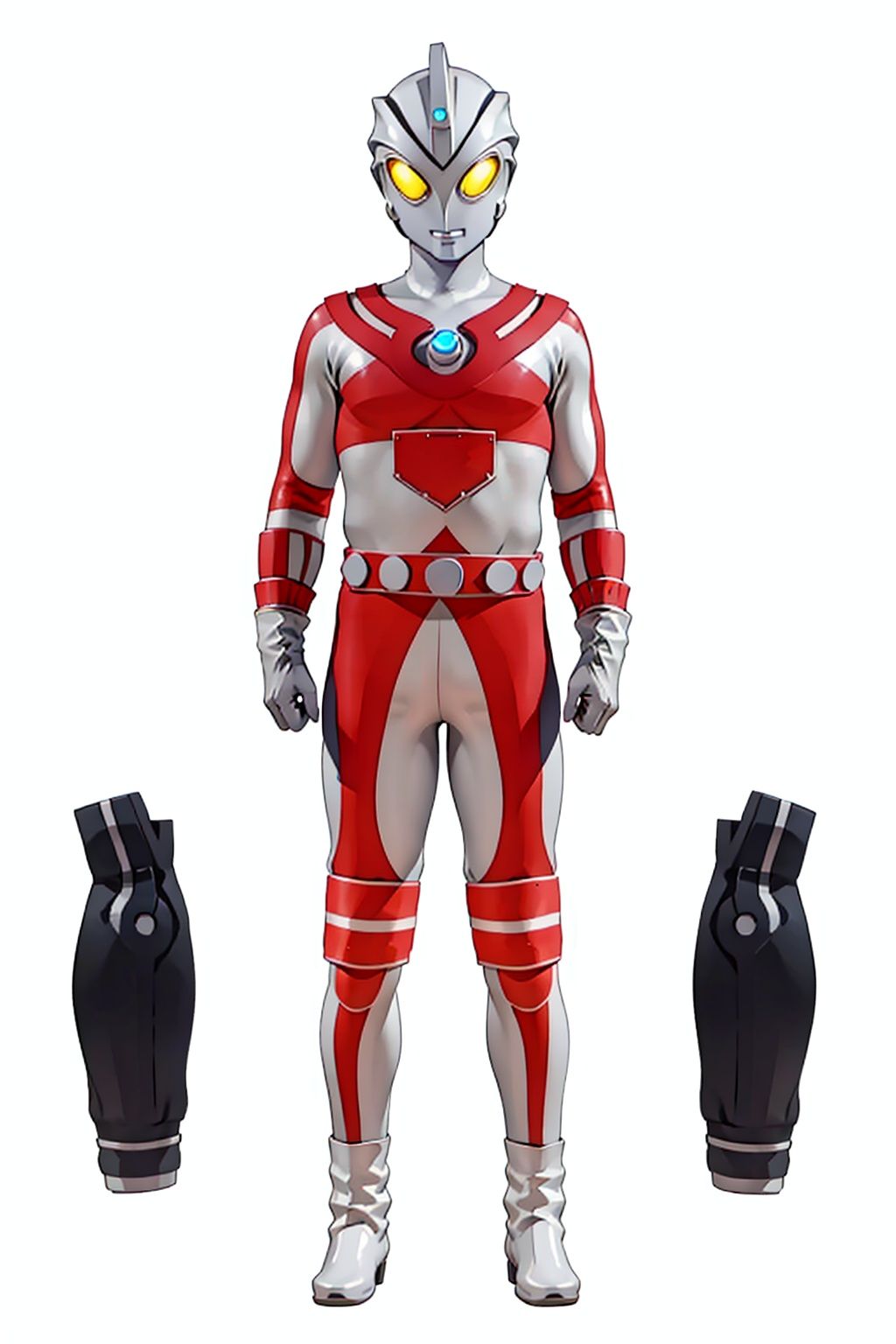 mecha,belt,white bodysuit,white gloves,legwear,gloves,boots,logo,cover,mask,plugsuit,gem,bodysuit,red pattern on body,white tight-fitting,white footwear,helmet,leather suit,ultraman,latex,(masterpiece:1.3), (the best quality:1.2), (super fine illustrations:1.2), (Masterpiece), high quality, high detail, ((white background:1.2)), looking at viewer, (SOLO:1.4), outline, , simple background