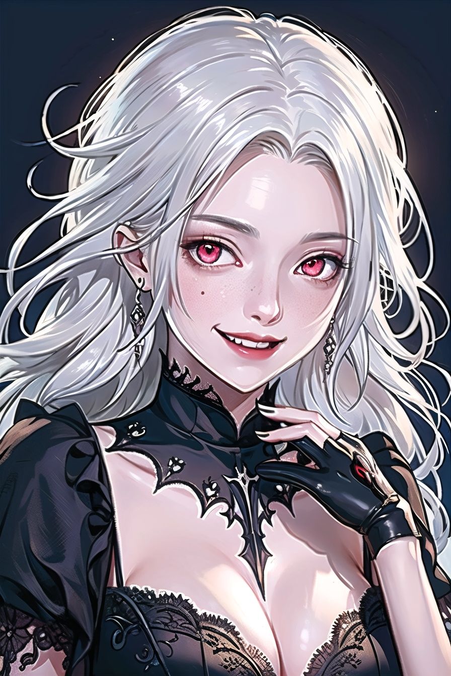 1girl,  vampire,  white hair on Tensor.Art