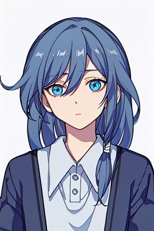 (masterpiece:1.3),(the best quality:1.2),(super fine illustrations:1.2),(Masterpiece),high quality,high detail,(white background:1.2),looking at viewer,(SOLO:1.4),outline,simple background,<lora:符华-私服2:0.8>, long hair,short sleeves,white sailor collar,collared shirt,fu hua,hair flaps,jacket,white shirt,blue eyes,hair between eyes,shirt,