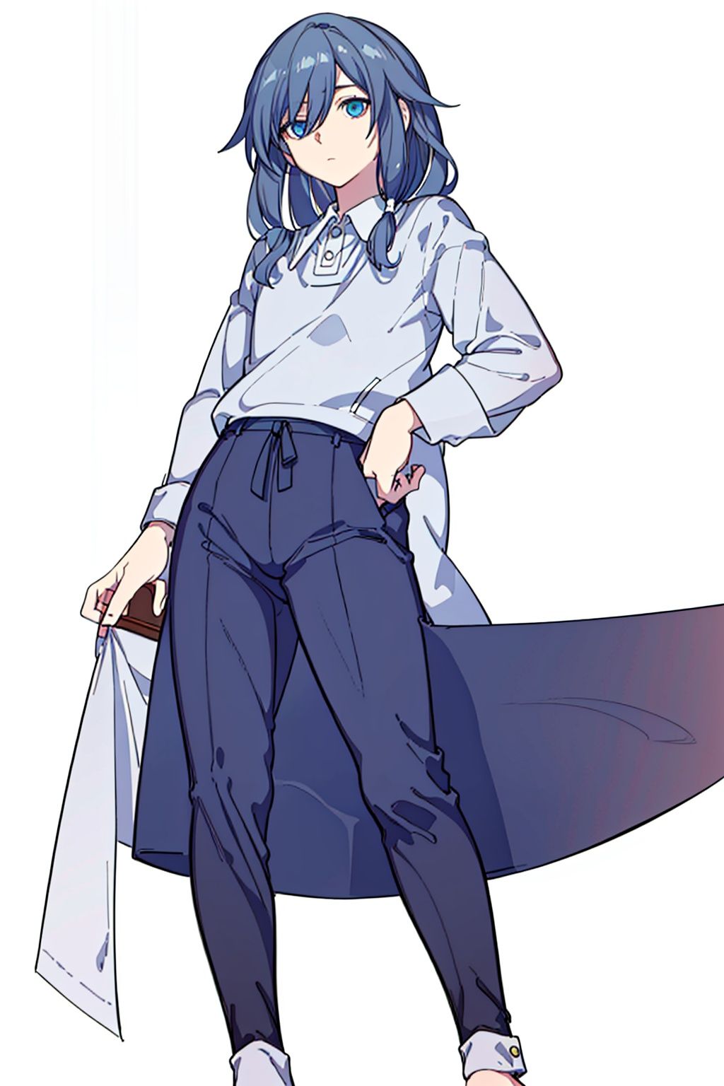  (masterpiece:1.3),(the best quality:1.2),(super fine illustrations:1.2),(Masterpiece),high quality,high detail,(white background:1.2),looking at viewer,(SOLO:1.4),outline,simplebackground,, long hair,short sleeves,white sailor collar,collared shirt,fu hua,hair flaps,jacket,white shirt,blue eyes,hair between eyes,shirt,