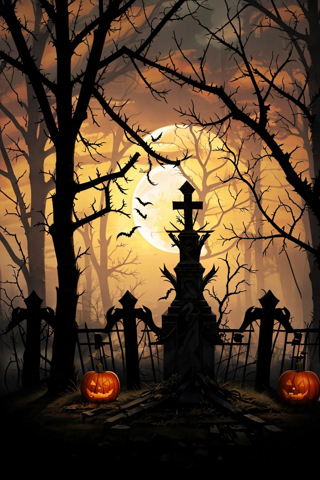  a boy,black background, dark,indoors,bare tree, bat, full moon, moon, tree, tombstone, graveyard, branch, halloween, sunset, jack-o'-lantern, grave, sun, red sky, palm tree, silhouette, cross, crescent moon, fence, spider web, plant, vines, gradient sky, orange sky, red moon, scenery, silk, sky, thorns, in tree, autumn, no humans, bamboo, forest, pumpkin, bamboo forest, crow, night, outdoors