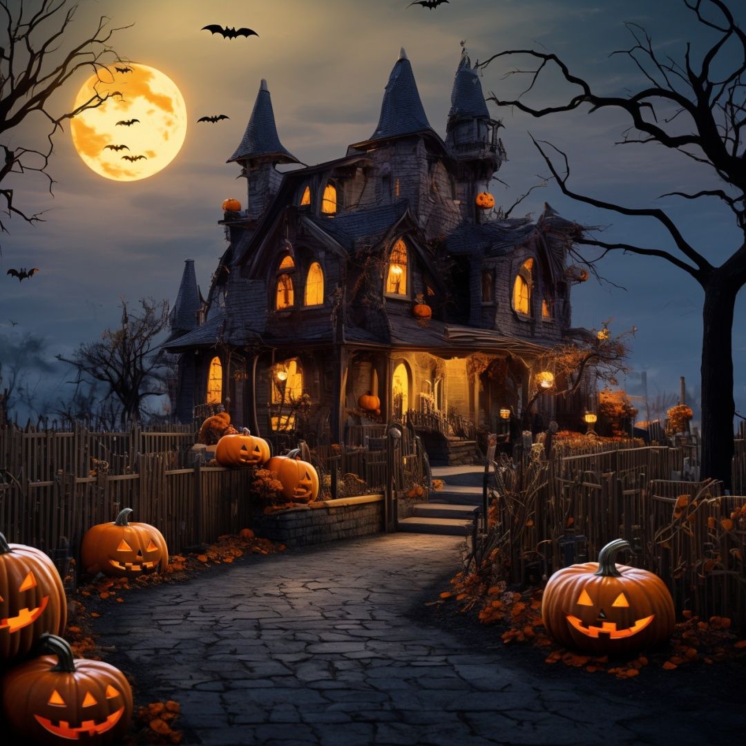  Best quality, 8k, cg,house,Halloween,bat,