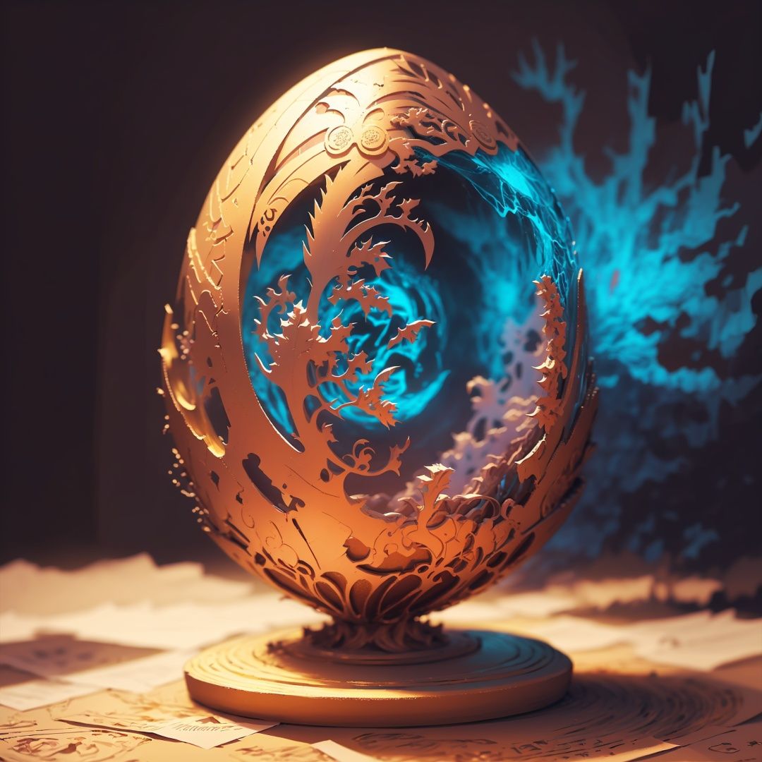 JIDAN, no humans, blurry, blurry background, statue, glowing, depth of field, paper carving,paper,masterpiece,best quality