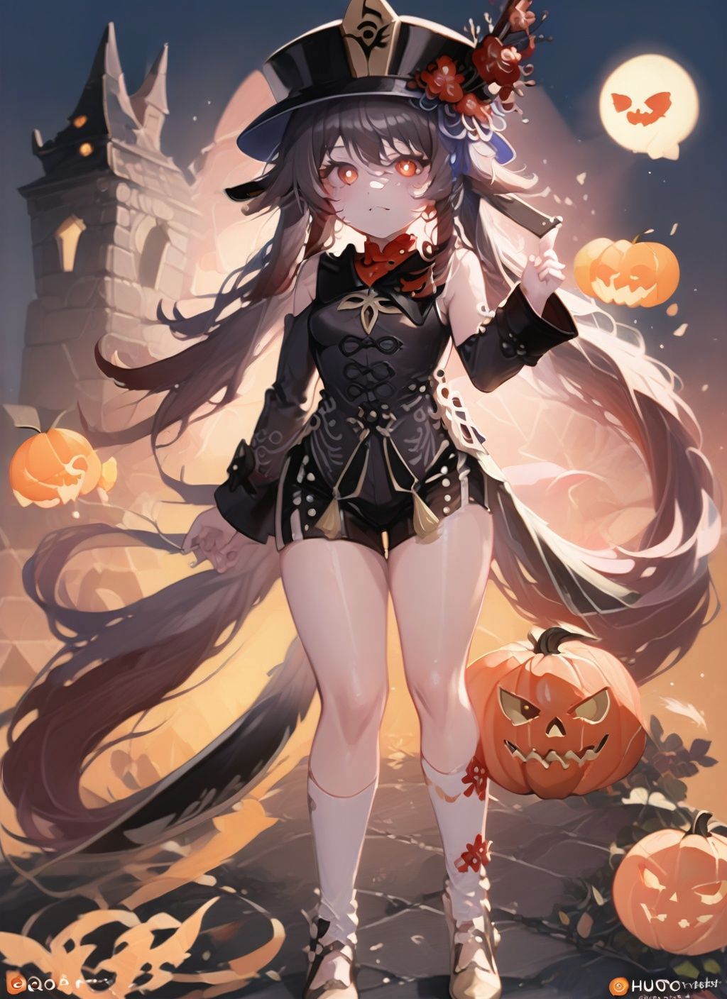 qiqi,halloween,(masterpiece, best quality:1.2),<lora:hutaohalloween:1>,hutao,halloween