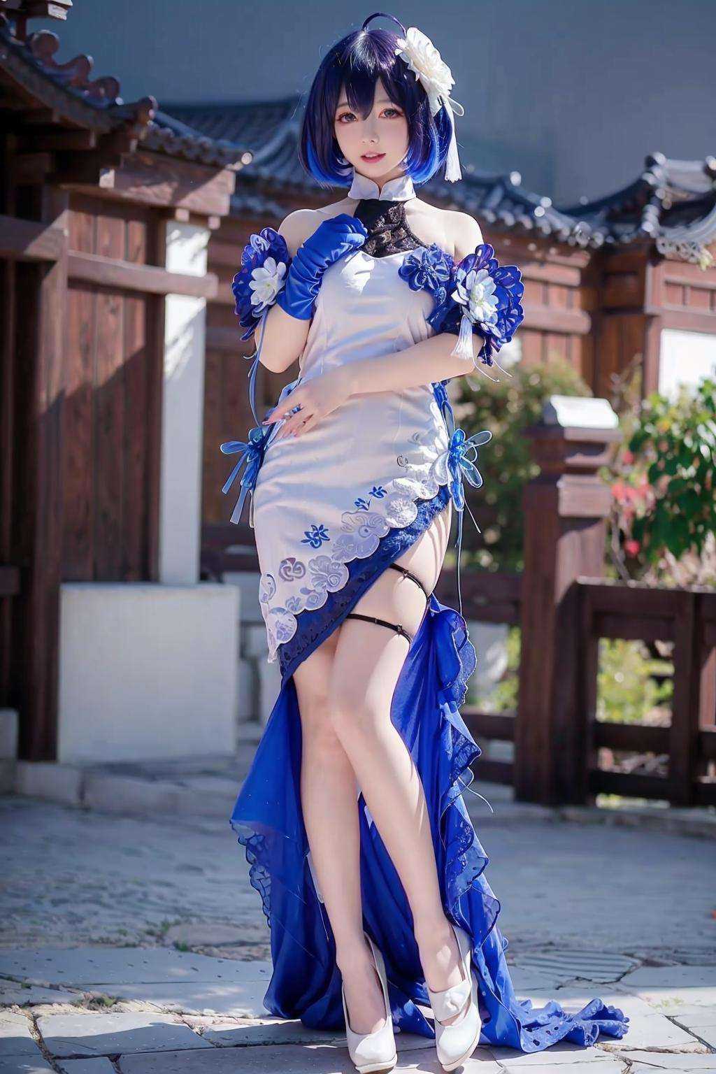 <lora:Seele:1>,ulzzang-6500-v1.1,(raw photo:1.2),((photorealistic:1.4))best quality ,masterpiece, illustration, an extremely delicate and beautiful, extremely detailed ,CG ,unity ,8k wallpaper, Amazing, finely detail, masterpiece,best quality,official art,extremely detailed CG unity 8k wallpaper,absurdres, incredibly absurdres, huge filesize, ultra-detailed, highres, extremely detailed,beautiful detailed girl, extremely detailed eyes and face, beautiful detailed eyes,light on face,cinematic lighting,1girl,full body,full-body shot,see-through,looking at viewer,outdoors, china_dress, chinese_clothes,  depth_of_field, dress, gloves