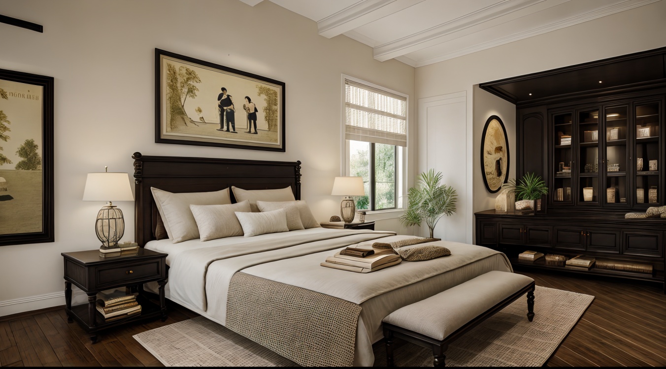 Indochine Bedroom interior from Architech1904 by Architech1904 on Tensor.Art