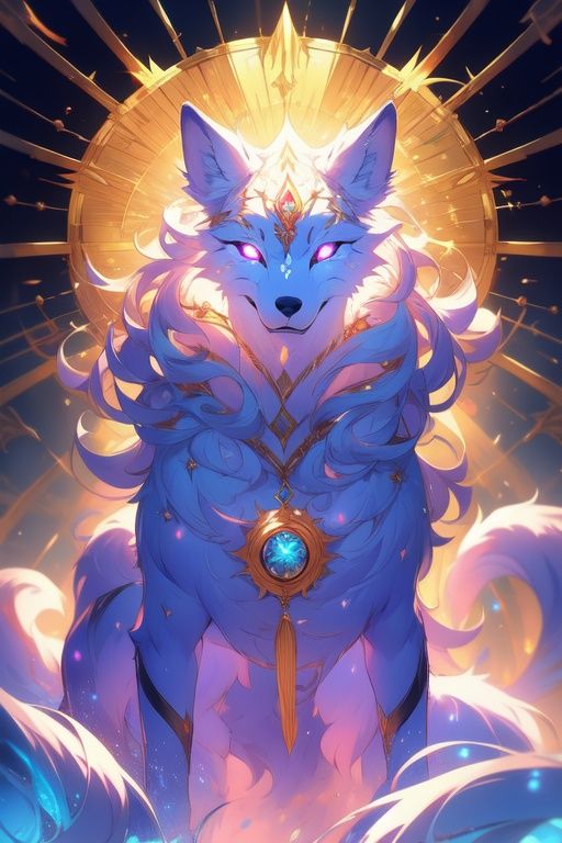 (best quality,4k,8k,highres,masterpiece:1.2),studio lighting,ultra-fine painting,extreme detailed,A colossal wolf imbued with the power of guardianship,glowing,glowing eyes,dynamic pose,dynamic angle,no humans,guardian wolf,protector,guardian,divine,powerful,majestic,magical,serene,peaceful,sacred,supernatural,ancient,regal,ethereal,guardian of holy energy,protector of the sacred,coiled strength,glistening fur,soothing presence,guardian's gaze,eternal watch,divine mission,protective aura,divine beast,<lora:DivineBeast:1>,