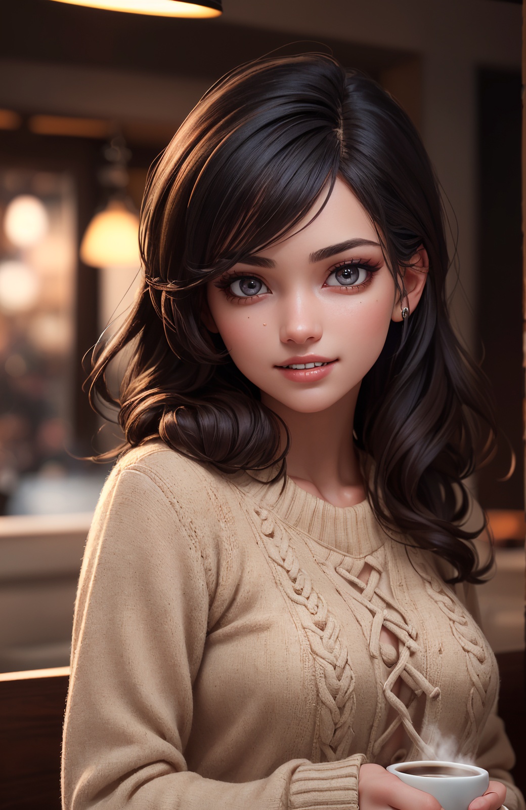 coffee shop,  winter_clothes,  sweater on Tensor.Art