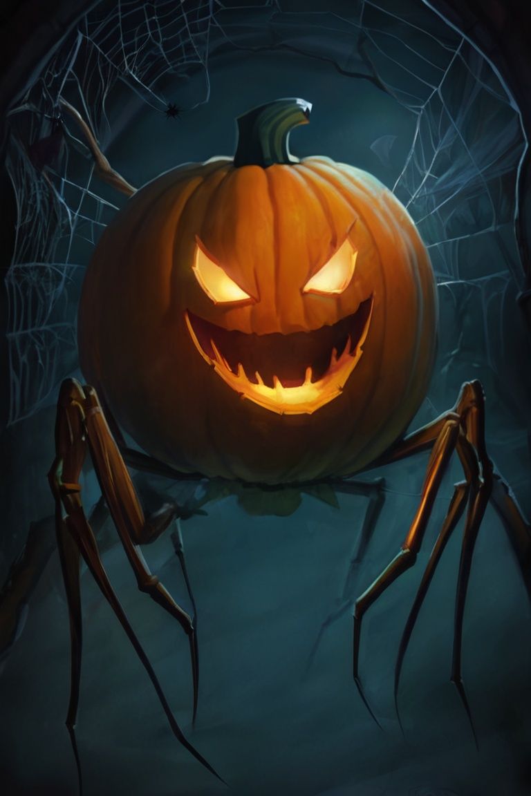 no humans, jack-o'-lantern, pumpkin, halloween, spider web, silk, night<lora:万圣节:0.75>,