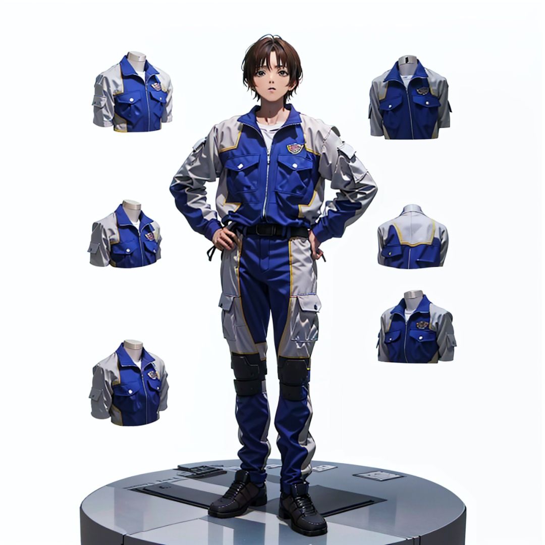 (masterpiece:1.3), (the best quality:1.2), (super fine illustrations:1.2), (Masterpiece), high quality, high detail,((white background:1.2)), looking at viewer, (SOLO:1.4),outline,,simple background,pocket,jewelry, figure, clothes writing,logo,military uniform,emblem,blue jacket,blue pants,pants,belt,uniform,police uniform,jacket