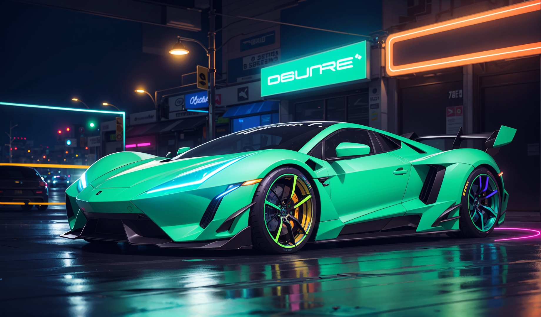 (digital artwork),  EV Super car,  wide body kit on Tensor.Art