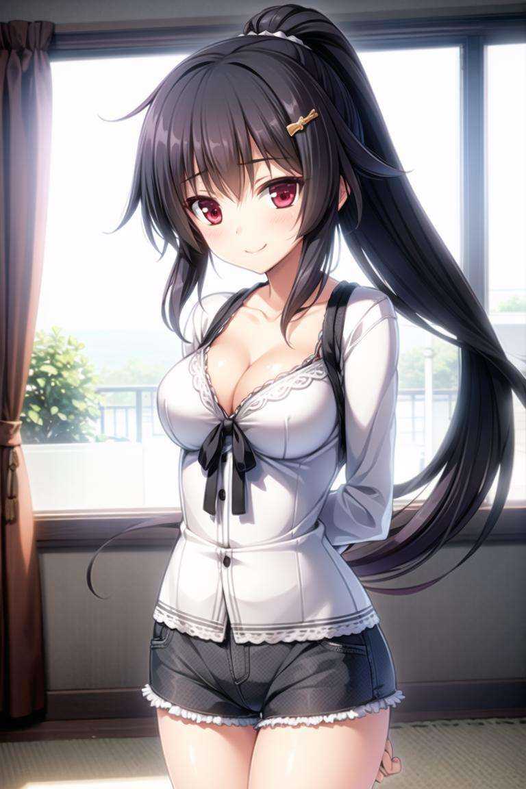 1girl,  black hair,  red eyes on Tensor.Art