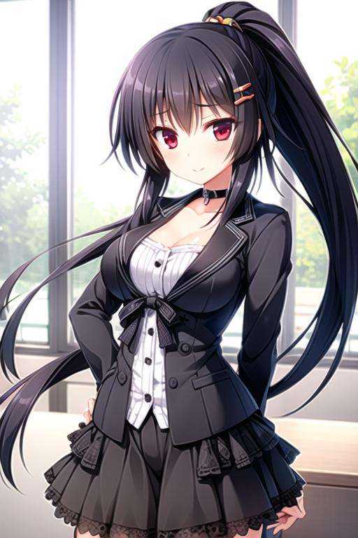 1girl,  black hair,  red eyes on Tensor.Art