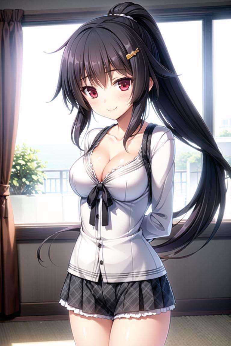 1girl,  black hair,  red eyes on Tensor.Art