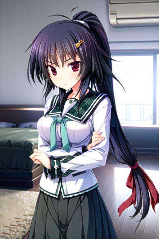1girl,  solo,  black hair on Tensor.Art
