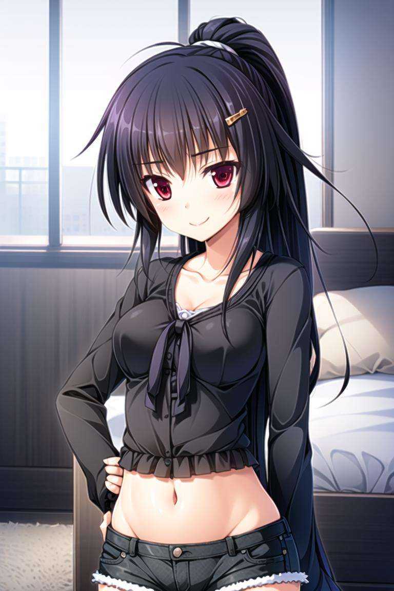 1girl,  black hair,  red eyes on Tensor.Art