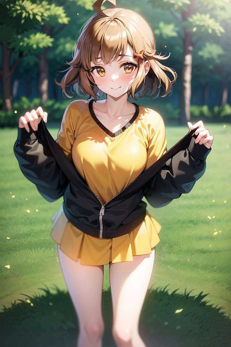 1girl,  brown hair,  orange eyes on Tensor.Art