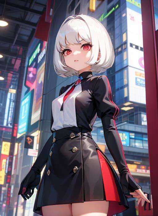 1girl,  white hair,  bob cut on Tensor.Art