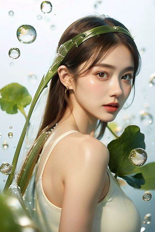 stars in the eyes,  upper_body,  There are many scattered luminous petals on Tensor.Art