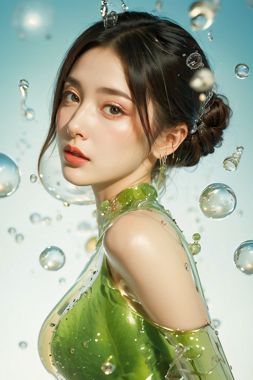 stars in the eyes,  upper_body,  There are many scattered luminous petals by 寥无事 on Tensor.Art