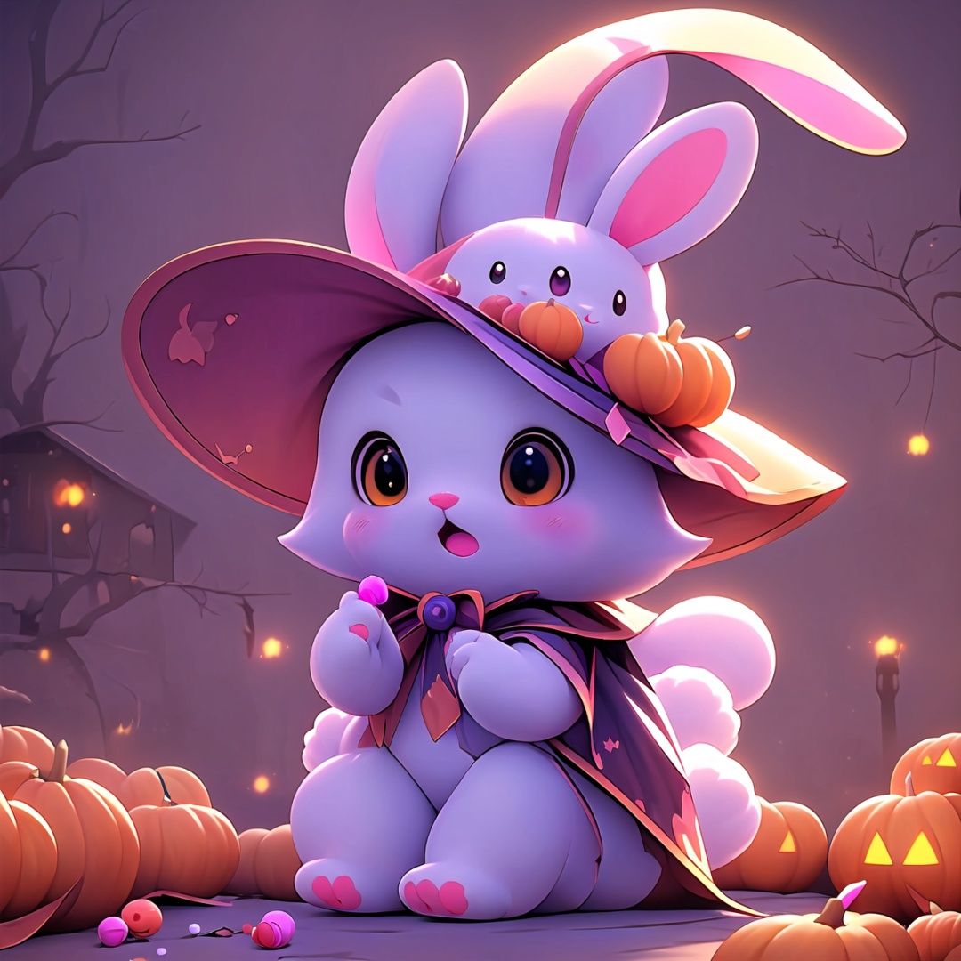  Best quality,8k,cg,Rabbit,candy,Halloween,hat