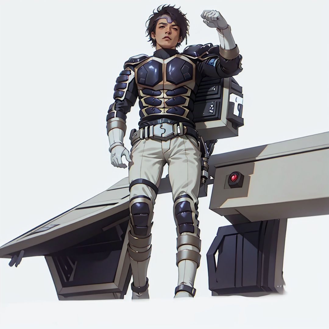 (masterpiece:1.3), (the best quality:1.2), (super fine illustrations:1.2), (Masterpiece), high quality, high detail,((white background:1.2)), looking at viewer, (SOLO:1.4),outline,,simple background,muscular, jewelry, earrings,gauntlets,shoulder armor,armor,breastplate,robot,mecha,armor, white gloves