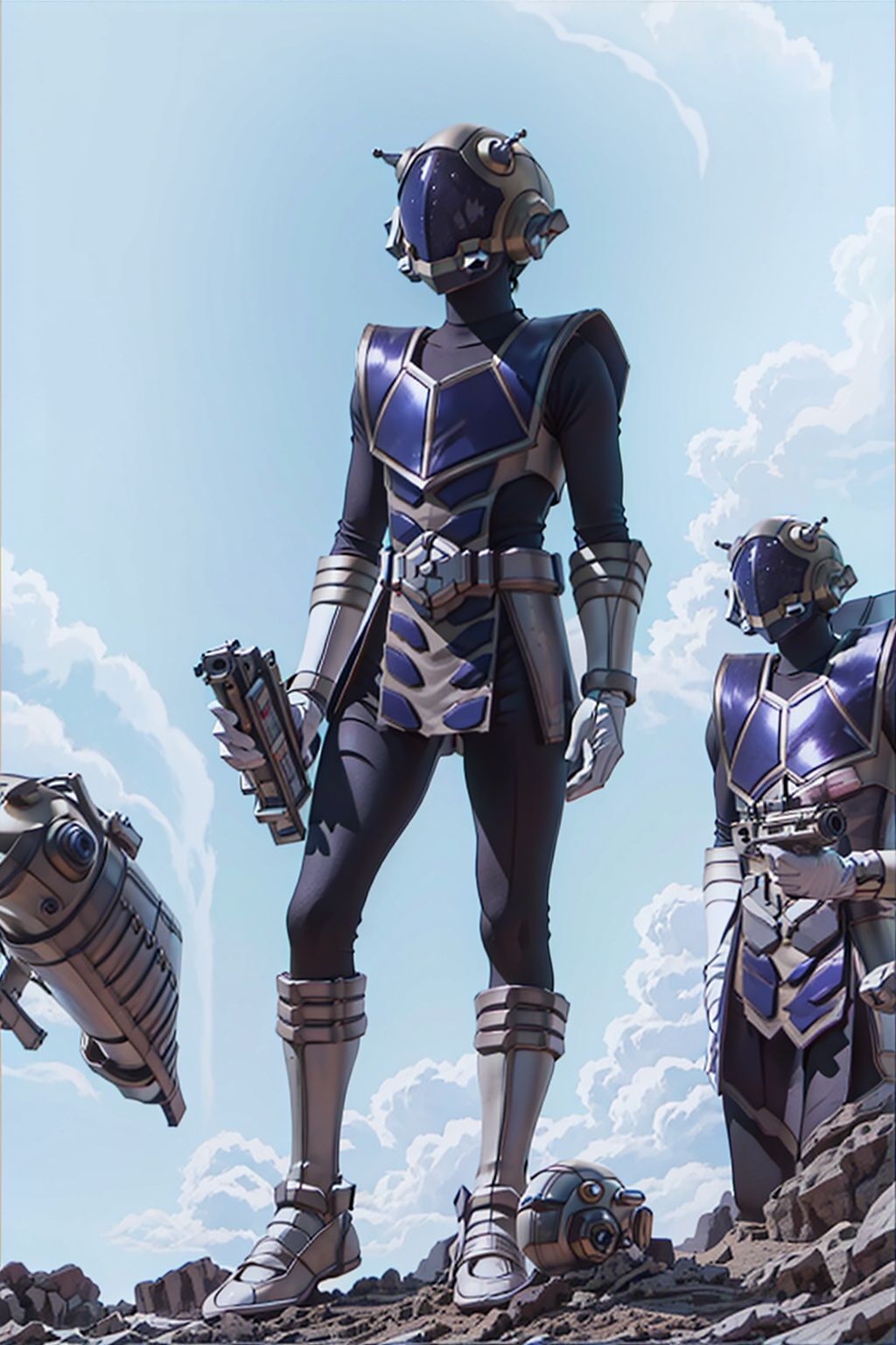  (masterpiece:1.3), (the best quality:1.2), (super fine illustrations:1.2), (Masterpiece), high quality, high detail,((white background:1.2)), looking at viewer, (SOLO:1.4),outline,,simple background,full armor, white footwear, holding gun, weapon, gun,helmet,mask,cover,gauntlets,shoulder armor,armor,breastplate,robot,mecha, white gloves