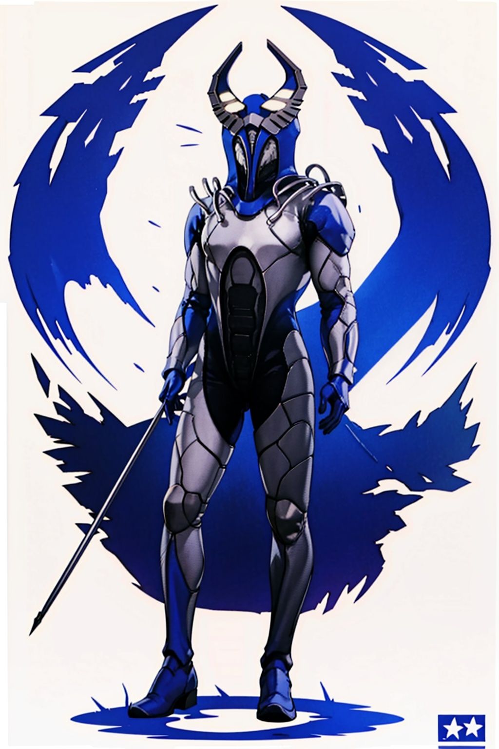  (masterpiece:1.3), (the best quality:1.2), (super fine illustrations:1.2), (Masterpiece), high quality, high detail,((white background:1.2)), looking at viewer, (SOLO:1.4),outline,,simple background,boots, shoulder pads, breastplate, horned helmet, pauldrons, shoulder armor,armor,armor,helmet,blue footwear,blue tight-fitting,silver pattern on body,bodysuit,gem,plugsuit,mask,cover,logo,boots,gloves,blue legwear,blue gloves,blue bodysuit,leather suit,latex