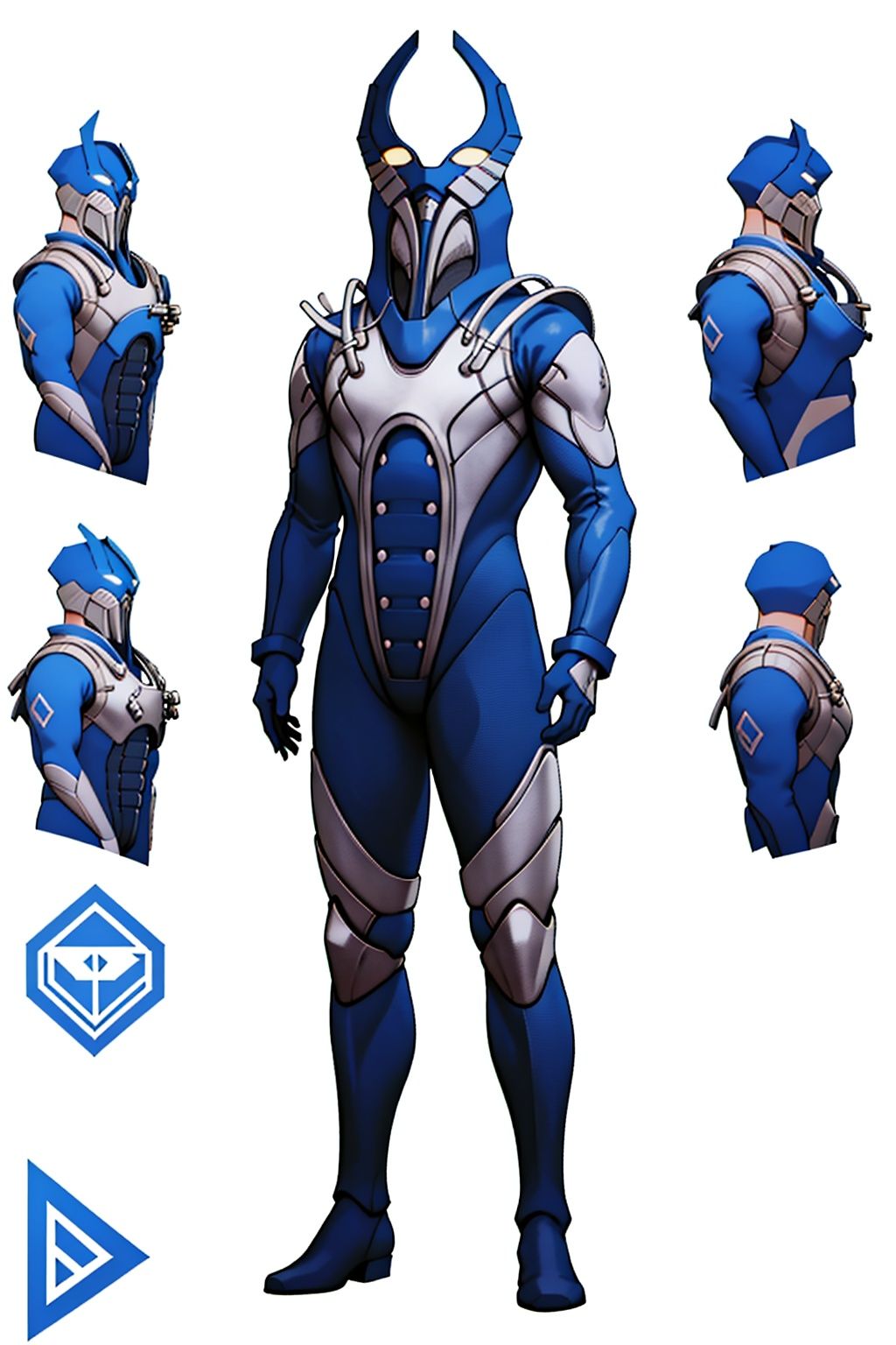 (masterpiece:1.3), (the best quality:1.2), (super fine illustrations:1.2), (Masterpiece), high quality, high detail,((white background:1.2)), looking at viewer, (SOLO:1.4),outline,,simple background,boots, shoulder pads, breastplate, horned helmet, pauldrons, shoulder armor,armor,armor,helmet,blue footwear,blue tight-fitting,silver pattern on body,bodysuit,gem,plugsuit,mask,cover,logo,boots,gloves,blue legwear,blue gloves,blue bodysuit,leather suit,latex